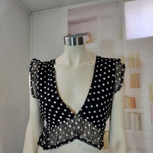 Windsor Black and White Polka Dot Crop Top